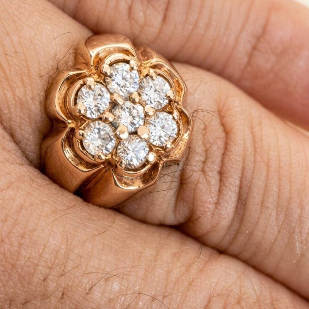 Vintage 14K Gold Diamond Cluster Ring .50 CTW 7.15g Size 8 Estate Fine Jewelry - Picture 6 of 8